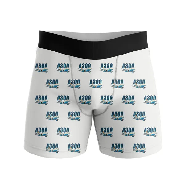 Airbus A300B4 - Men Boxers - Cartoon Pattern - White