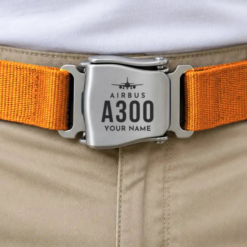 Airbus A300B4 - Seat Belt - Heritage + Name - Orange