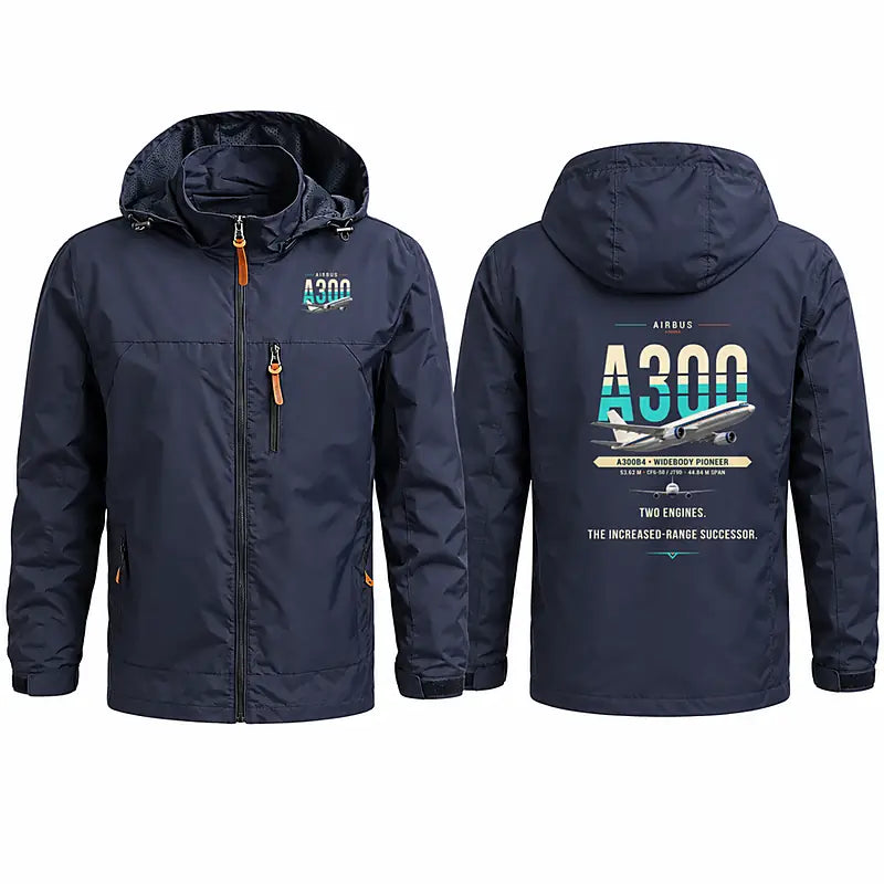 Airbus A300B4 Stylish Jackets - Hooded Windbreaker - Original - Navy Blue