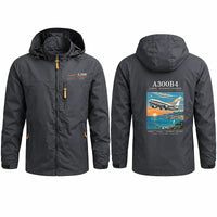 Thumbnail for Airbus A300B4 Stylish Jackets - Hooded Windbreaker - Poster - Charcoal