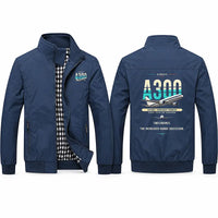 Thumbnail for Airbus A300B4 Stylish Jackets - Stand Collar - Original - Navy Blue