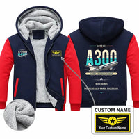 Thumbnail for Airbus A300B4 Zipped Sweatshirts - Original + Name - Navy & Red
