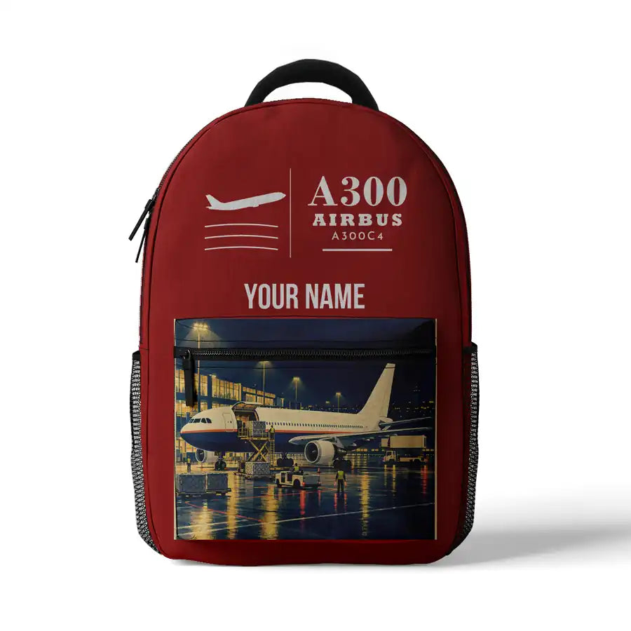 Airbus A300C4-203 - 3D Backpack - Red + Name