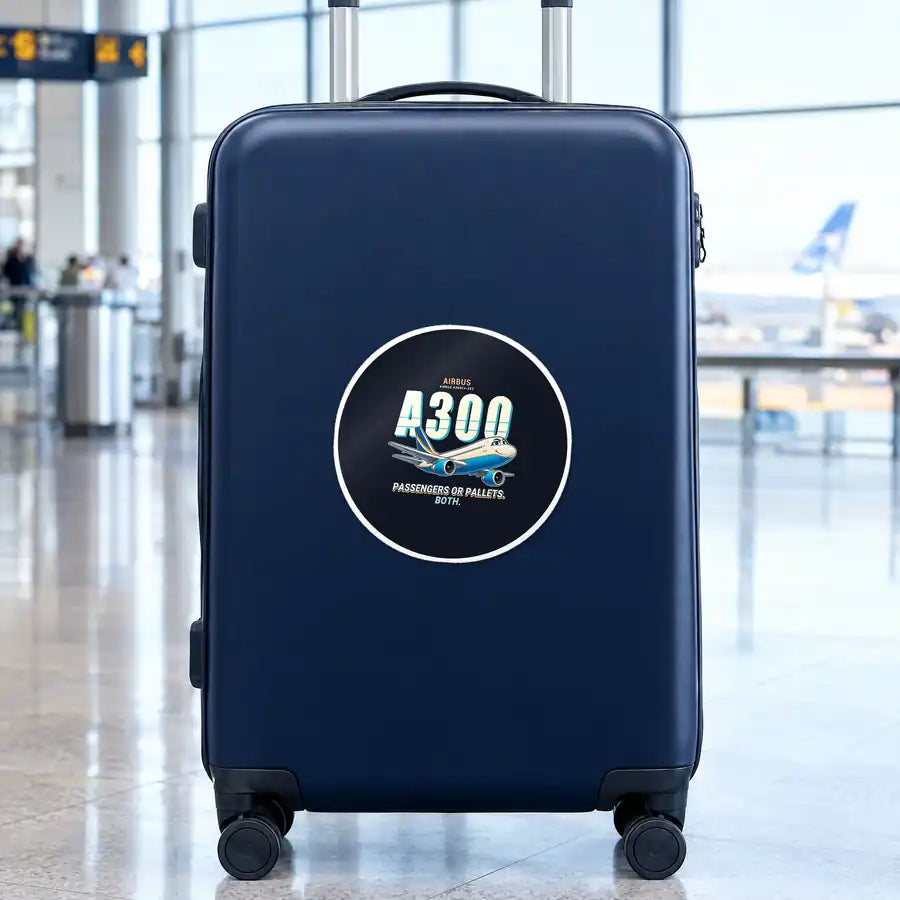 Airbus A300C4-203 - Cartoon - Circle Sticker - Suitcase