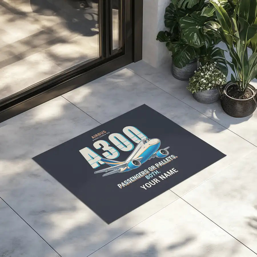 Airbus A300C4-203 - Cartoon + Name - Door Mat