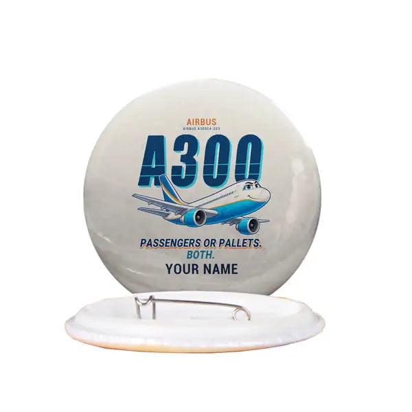 Airbus A300C4-203 - Cartoon + Name - Pin - Beige