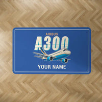 Thumbnail for Airbus A300C4-203 - Cartoon + Name - Rectangle Carpet - Blue