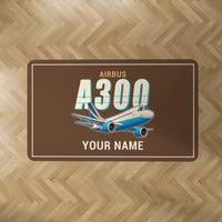 Thumbnail for Airbus A300C4-203 - Cartoon + Name - Rectangle Carpet - Brown