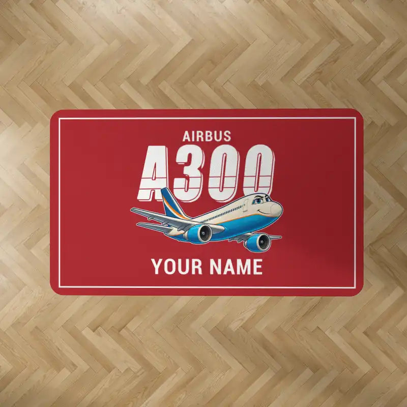 Airbus A300C4-203 - Cartoon + Name - Rectangle Carpet - Red
