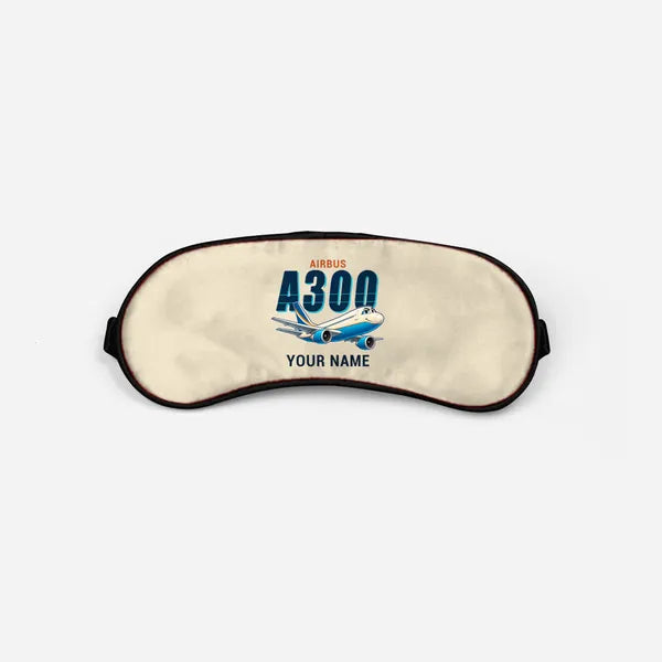 Airbus A300C4-203 - Cartoon + Name - Sleep Mask - Beige