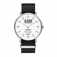 Thumbnail for Airbus A300C4-203 - Classic - White - Slim Leather - Silver and Black Nylon Strap