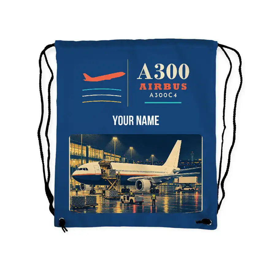 Airbus A300C4-203 - Drawstring Bag - Classic + Name - Blue