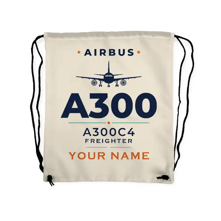 Airbus A300C4-203 - Drawstring Bag - Heritage + Name - Beige