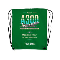 Thumbnail for Airbus A300C4-203 - Drawstring Bag - Original + Name - Green