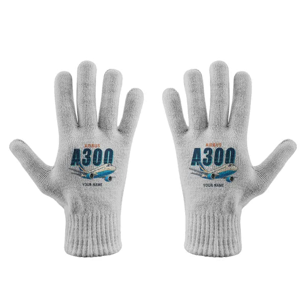 Airbus A300C4-203 - Gloves - Full - Cartoon + Name - Light Gray