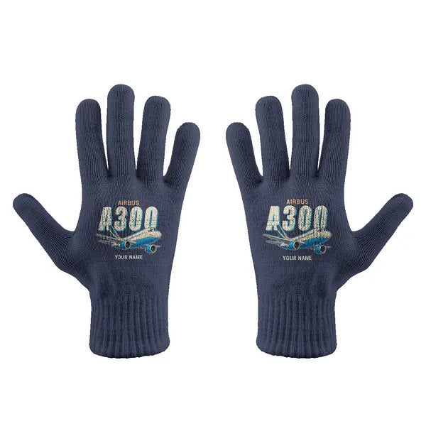 Airbus A300C4-203 - Gloves - Full - Cartoon + Name - Navy Blue