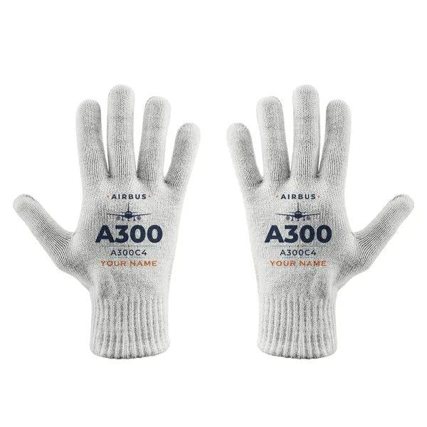 Airbus A300C4-203 - Gloves - Full - Heritage + Name - White
