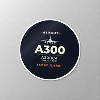 Thumbnail for Airbus A300C4-203 - Heritage + Name - Circle Sticker - Close-up