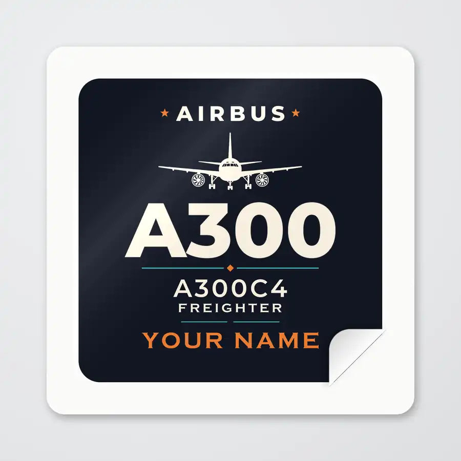 Airbus A300C4-203 - Heritage + Name - Square Sticker - Peel