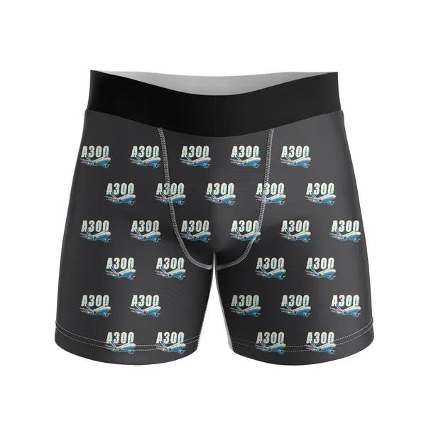 Airbus A300C4-203 - Men Boxers - Cartoon Pattern - Black