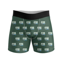 Thumbnail for Airbus A300C4-203 - Men Boxers - Cartoon Pattern - Dark Green