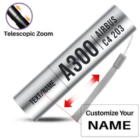 Thumbnail for Airbus A300C4-203 - Mini LED Flashlight - Tag - Silver + Name