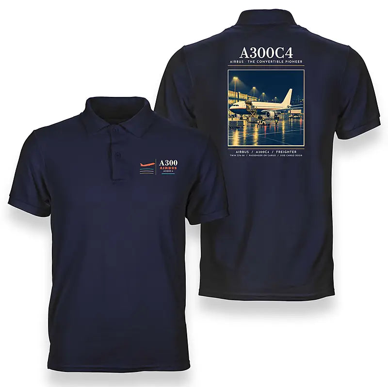 Airbus A300C4-203 - Poster - Double-Side Polo - Navy Blue