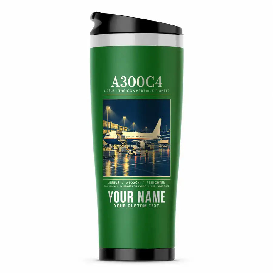 Airbus A300C4-203 - Poster + Name - Stainless Steel (No Holder) - Green
