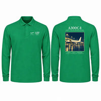 Thumbnail for Airbus A300C4-203 Premium Polo T-Shirts - Poster - Long Sleeve - Green