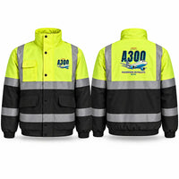 Thumbnail for Airbus A300C4-203 Reflective Winter Jackets - Cartoon - Fluorescent Yellow & Navy