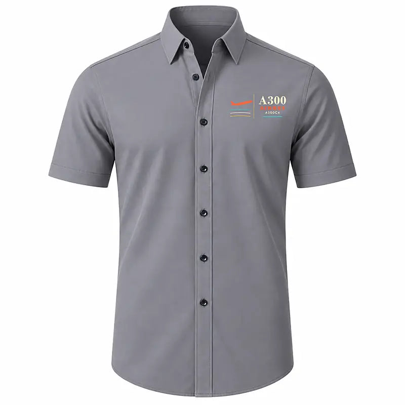 Airbus A300C4-203 - Short Sleeve Shirt - Poster - Gray