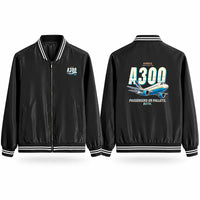 Thumbnail for Airbus A300C4-203 Stylish Jackets - Baseball Collar - Cartoon - Black