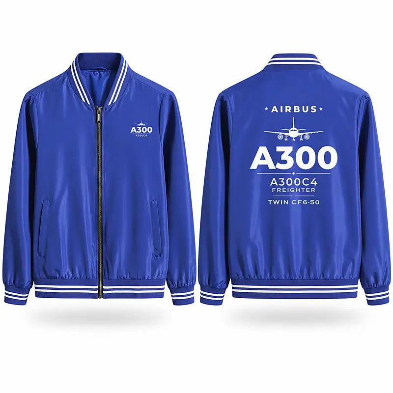 Airbus A300C4-203 Stylish Jackets - Baseball Collar - Heritage - Royal Blue