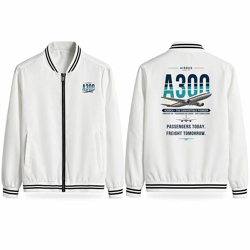 Airbus A300C4-203 Stylish Jackets - Baseball Collar - Original - White