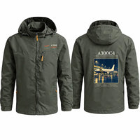 Thumbnail for Airbus A300C4-203 Stylish Jackets - Hooded Windbreaker - Poster - Olive Green