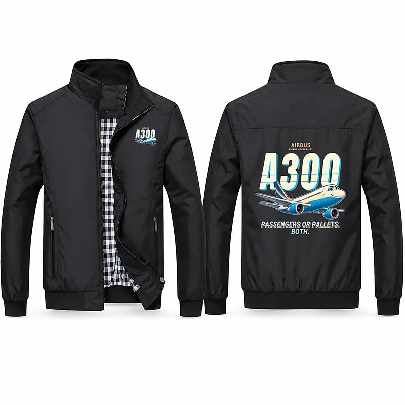 Airbus A300C4-203 Stylish Jackets - Stand Collar - Cartoon - Black
