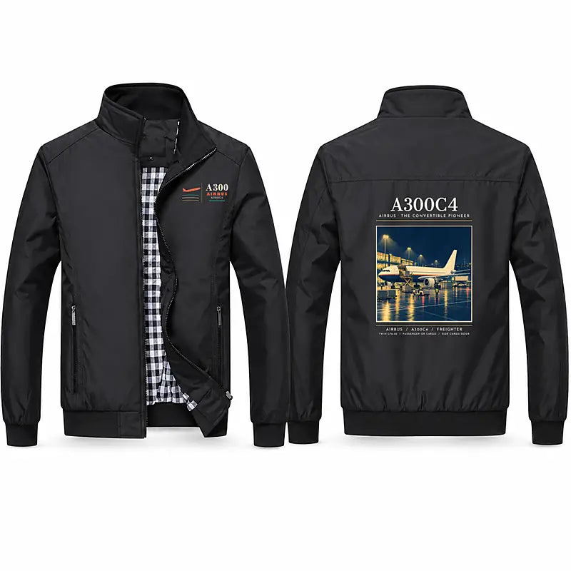 Airbus A300C4-203 Stylish Jackets - Stand Collar - Poster - Black
