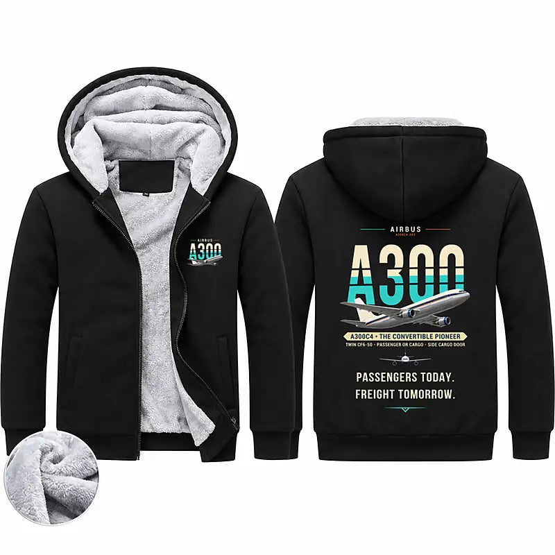 Airbus A300C4-203 Zipped Sweatshirts - Original - Black