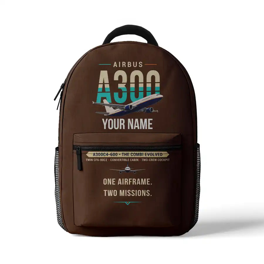 Airbus A300C4-600 - 3D Backpack - Original + Name - Brown