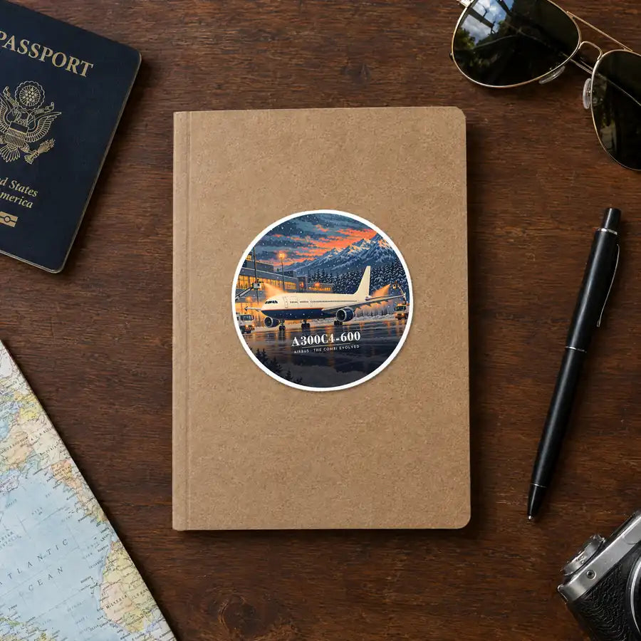 Airbus A300C4-600 - 3D - Circle Sticker - Notebook