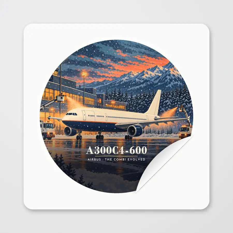 Airbus A300C4-600 - 3D - Circle Sticker - Peel