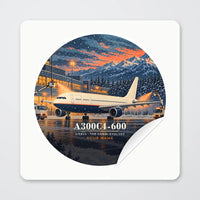 Thumbnail for Airbus A300C4-600 - 3D + Name - Circle Sticker - Peel