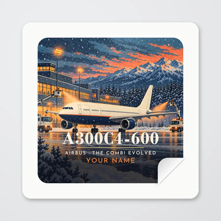 Airbus A300C4-600 - 3D + Name - Square Sticker - Peel
