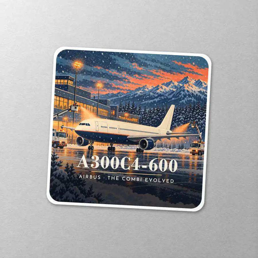 Airbus A300C4-600 - 3D - Square Sticker - Close-up