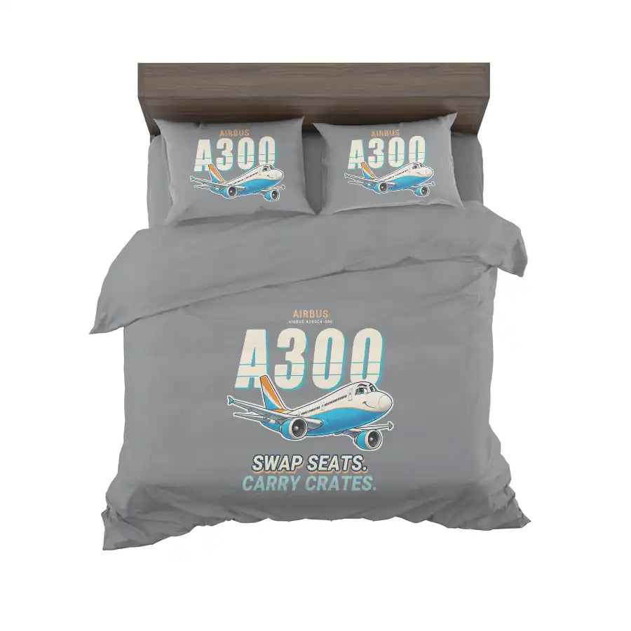 Airbus A300C4-600 - Cartoon - Bedding Set - Gray