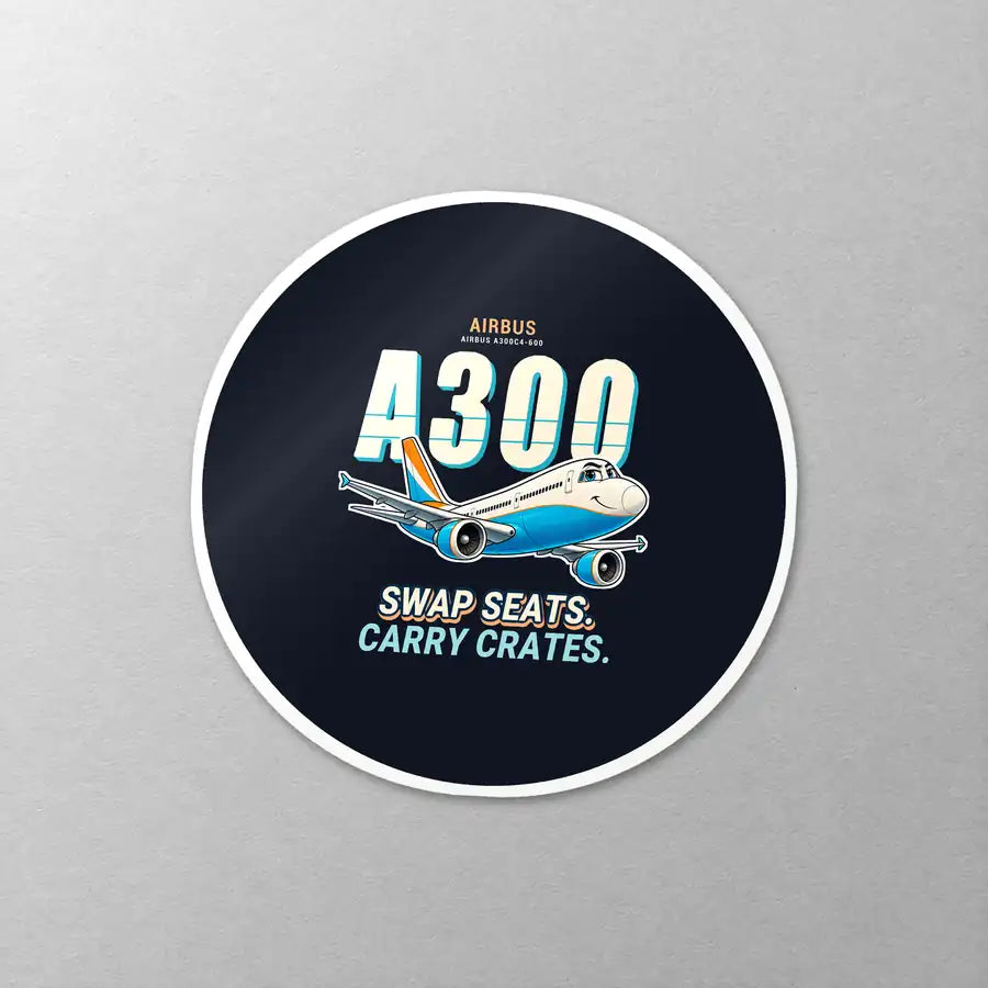 Airbus A300C4-600 - Cartoon - Circle Sticker - Close-up