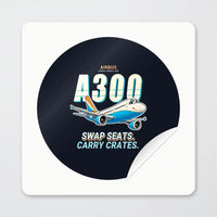 Thumbnail for Airbus A300C4-600 - Cartoon - Circle Sticker - Peel