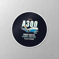 Thumbnail for Airbus A300C4-600 - Cartoon + Name - Circle Sticker - Close-up