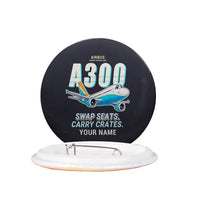 Thumbnail for Airbus A300C4-600 - Cartoon + Name - Pin - Black