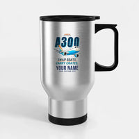 Thumbnail for Airbus A300C4-600 - Cartoon + Name - Stainless Steel with Holder - Silver